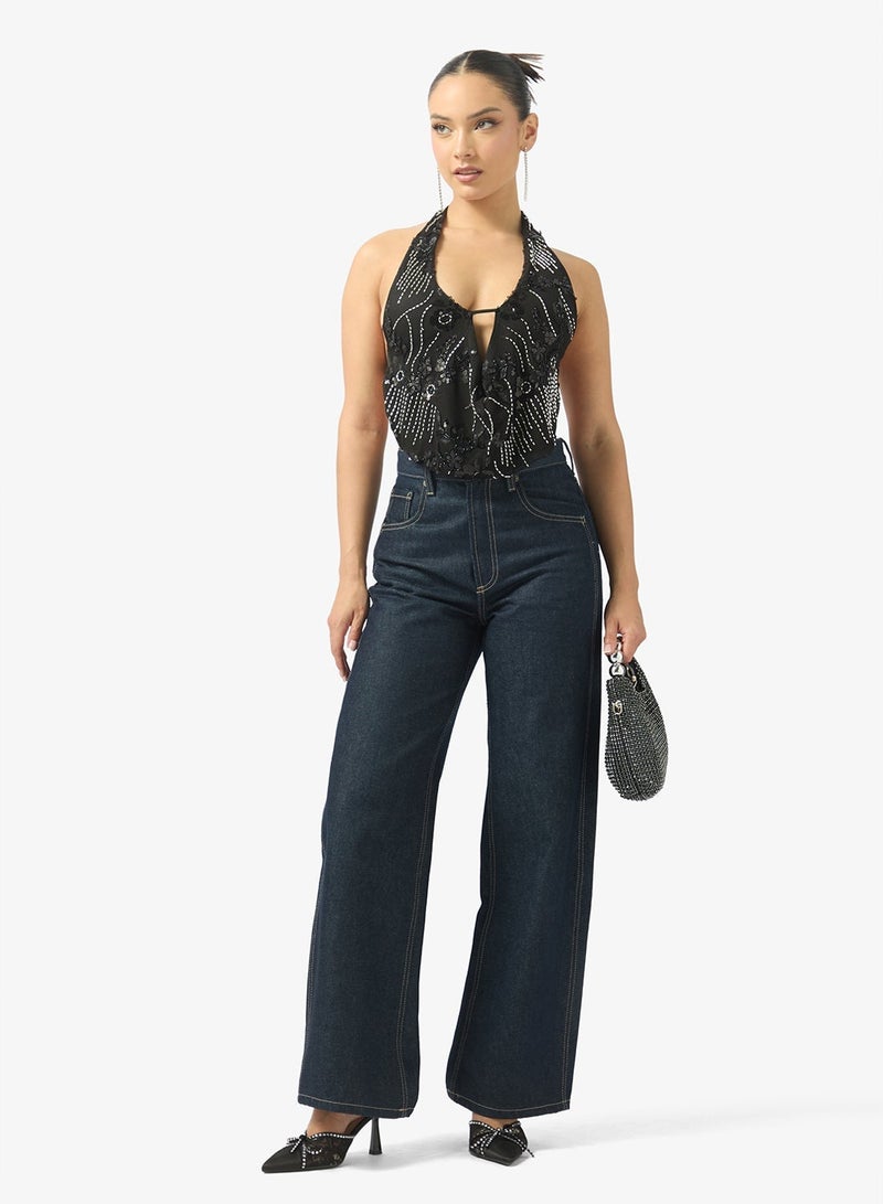 جينجر بلوزة بحمالات مزينة بالترتر - Image 4